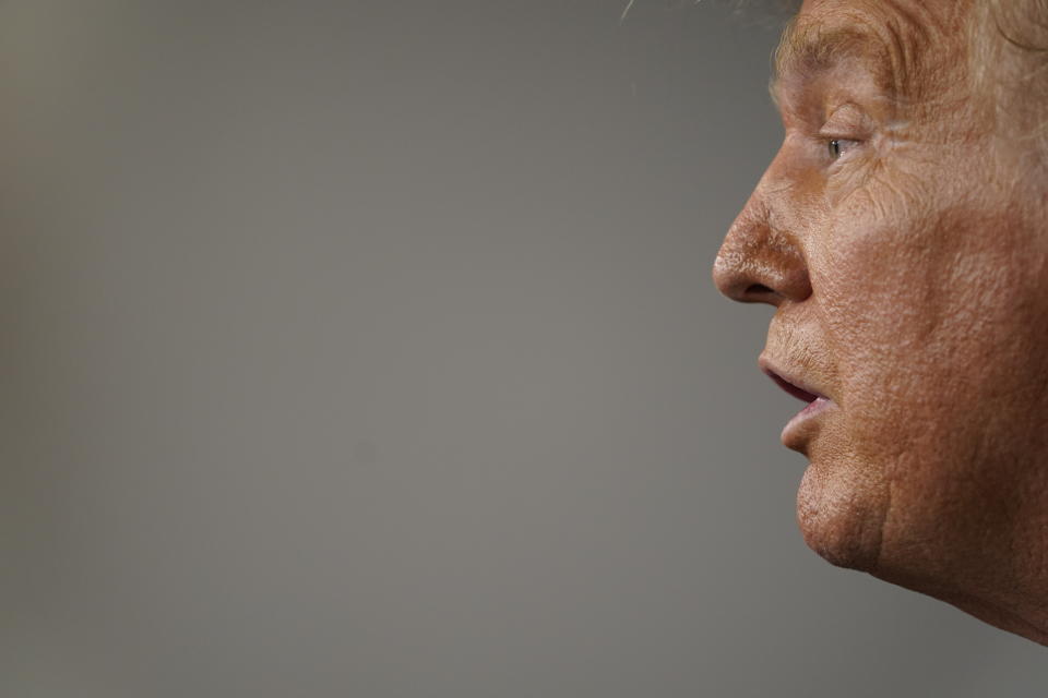 President Donald Trump speaks during a news conference at the White House, Thursday, July 30, 2020, in Washington. (AP Photo/Evan Vucci)