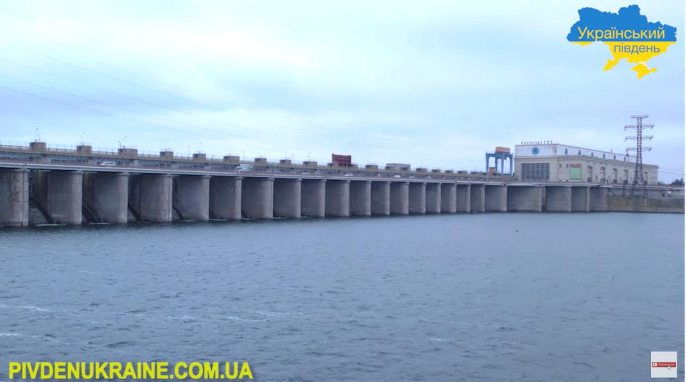 A view shows the Kakhovka Dam, in Nova Kakhovka, in this undated still frame taken from a social media video. Courtesy of Ukrayinskyi Pivden/via REUTERS THIS IMAGE HAS BEEN SUPPLIED BY A THIRD PARTY. MANDATORY CREDIT.