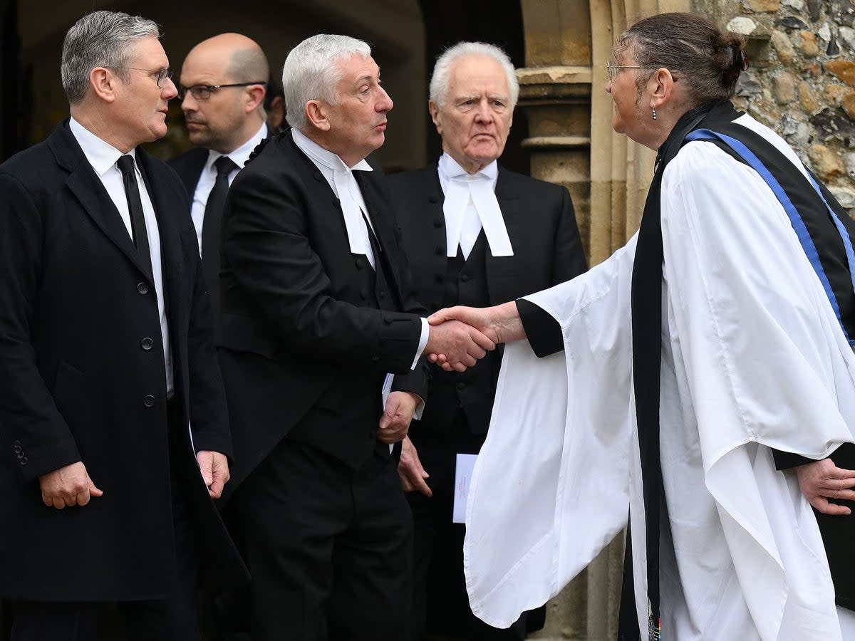 Speaker Lindsay Hoyle was also among mourners (AFP via Getty Images)