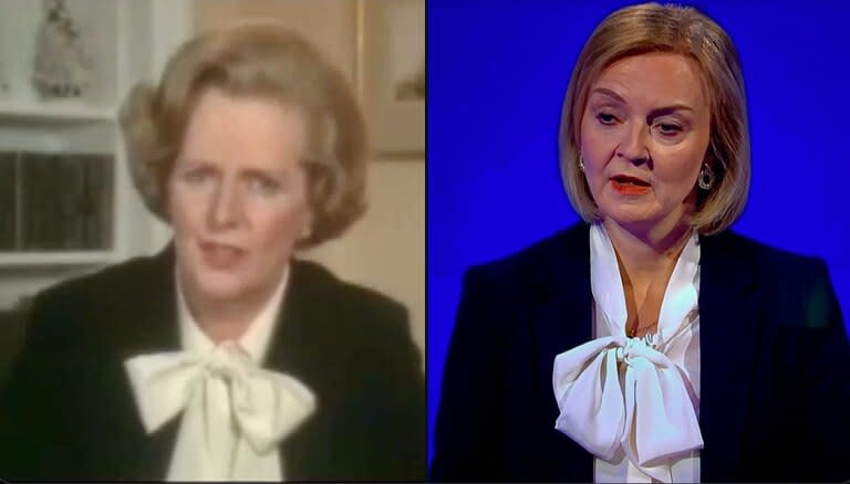 Margaret Thatcher a la izquierda, y Liz Truss a la derecha