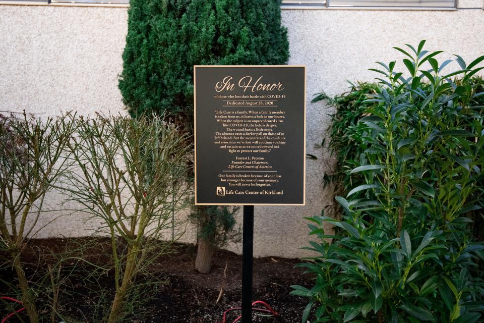 At the end of August, Life Care Center of Kirkland in King County held a virtual ceremony to dedicate a memorial plaque to the residents who died from COVID-19. "That day was impossible," said Nancy Butner, vice president of Life Care's Northwest Division, pausing to catch her breath and wipe her eyes. "At the rehearsal, I think I read my statement ten times and I couldn’t even get through it. Because you remember, and that’s the hard part of loss."

In her speech that day, Butner held back tears. "Our pain is immense. The families of 39 residents will never again have a conversation with their loved one, touch their hands or look at their beautiful face," she said. "They were like family to me and our staff. When you care for someone for 17 years, their loss is my loss. It is my loss."
