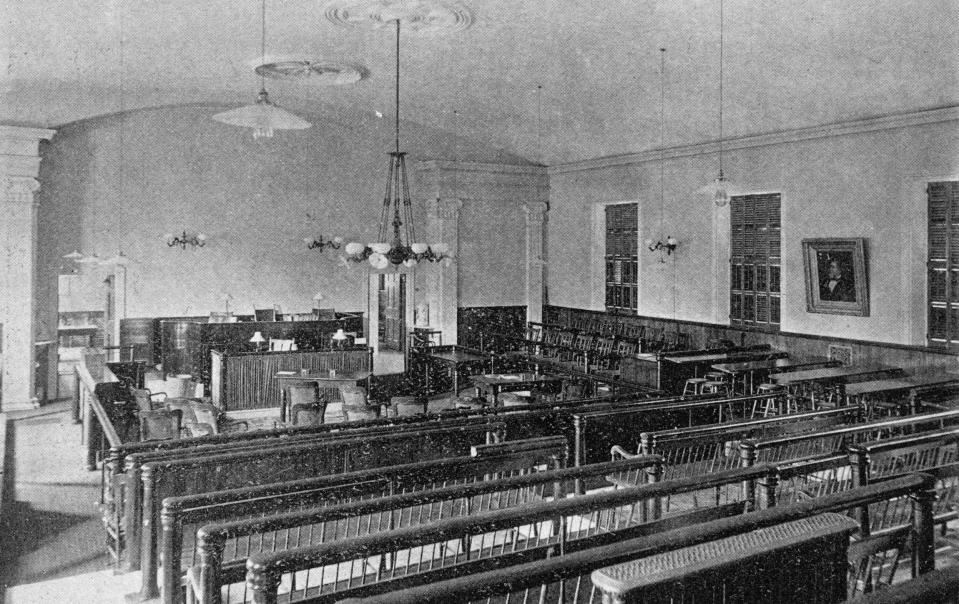 The courtroom in New Bedford, Massachusetts, where Lizzie Borden went on trial for the murder of her father and stepmother. / Credit: Fall River Historical Society