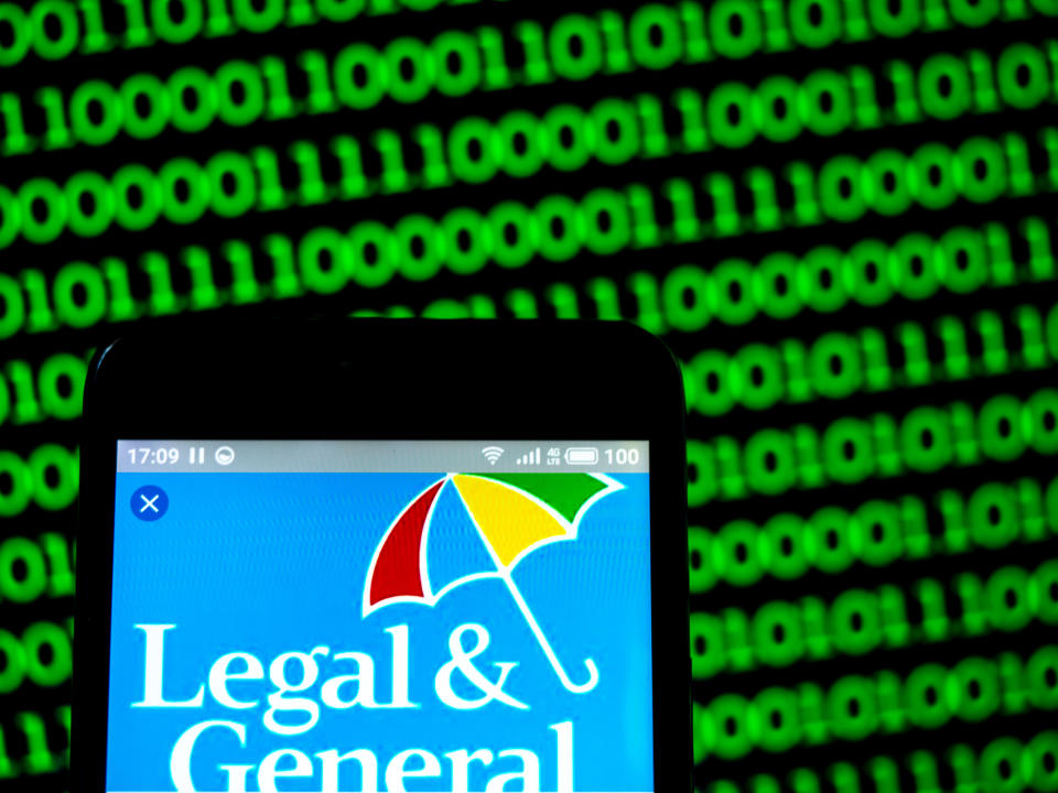 UKRAINE - 2019/03/13:  In this photo illustration, the Legal & General Group plc company logo seen displayed on a smartphone. (Photo Illustration by Igor Golovniov/SOPA Images/LightRocket via Getty Images)