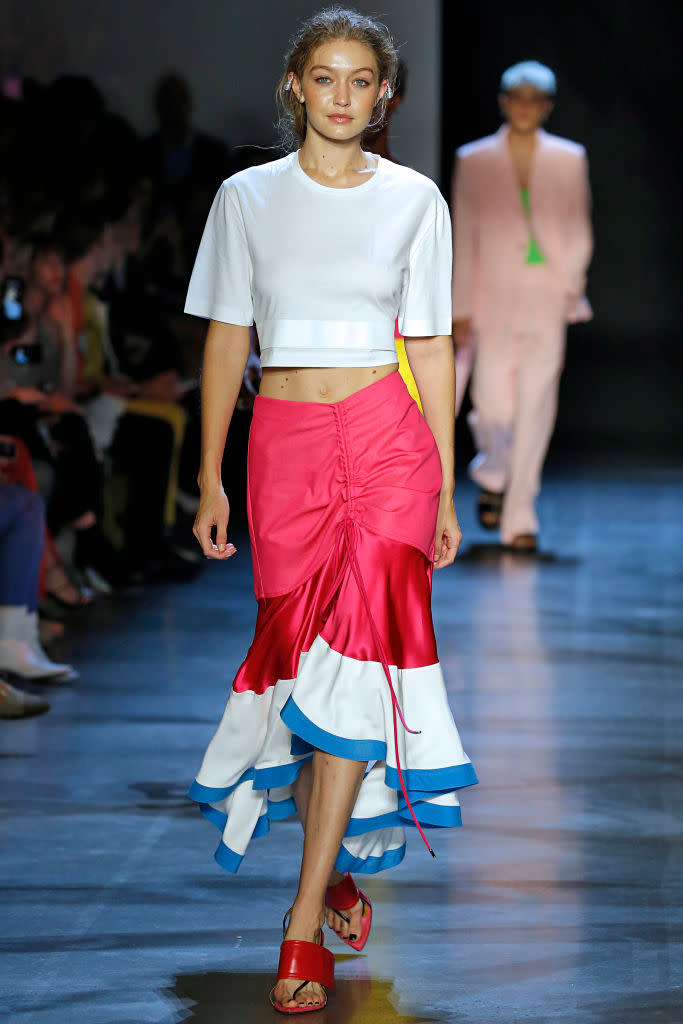 Gigi Hadid walks the Prabal Gurung spring 2019 show during New York Fashion Week on Sept. 9, 2018. (Photo: Getty Images)