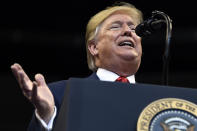 President Donald Trump speaks at a campaign rally in Sunrise, Fla., Tuesday, Nov. 26, 2019. (AP Photo/Susan Walsh)