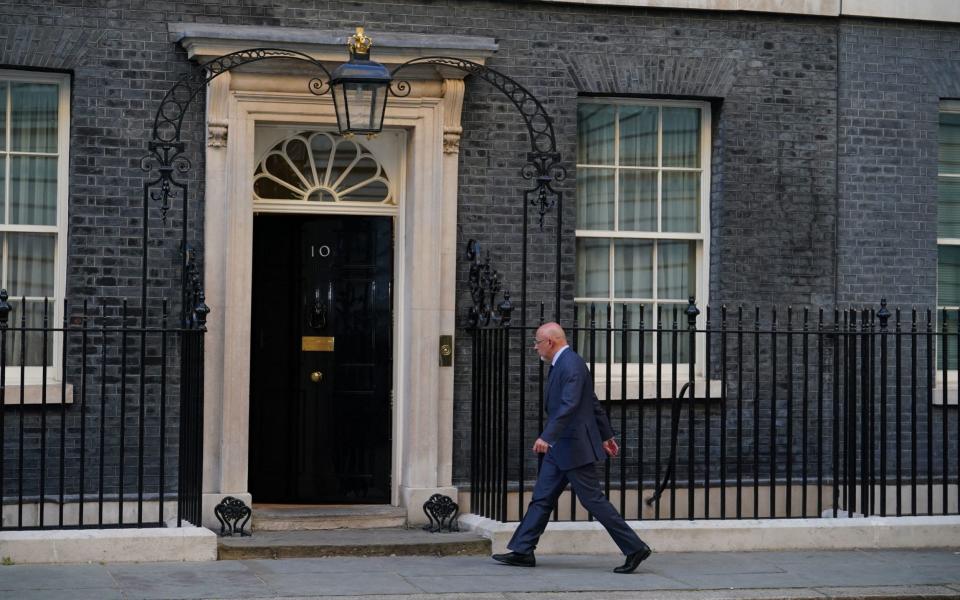 The scene as Nadhim Zahawi entered No 10 earlier - Dominic Lipinski/PA Wire