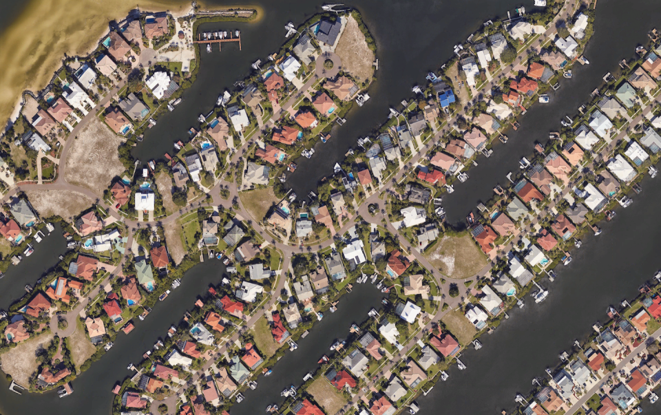 Apollo Beach, Fla., averages 3 feet above sea level, with many homes directly on the water. <a href="https://earth.google.com/studio/" rel="nofollow noopener" target="_blank" data-ylk="slk:Google Earth;elm:context_link;itc:0;sec:content-canvas" class="link ">Google Earth</a>