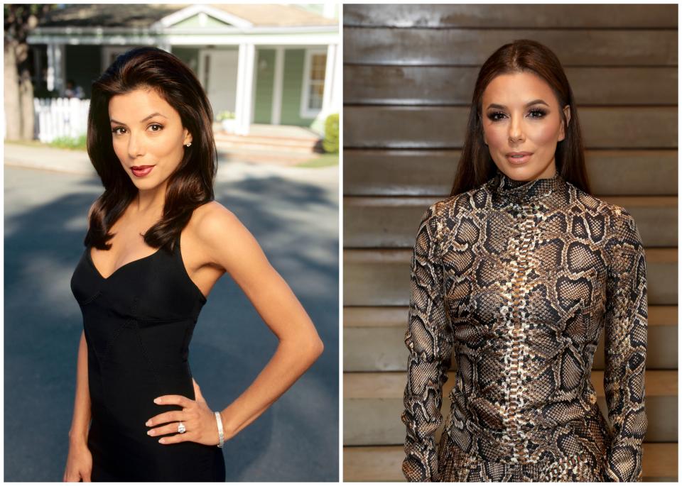 Eva Longoria se convirtió en una estrella internacional interpretando a la provocativa Gabrielle Solis. Su papel más popular desde entonces fue en la serie ‘Telenovela’ (2015-2016), aunque ha destacado igualmente como productora y prepara su primera película como directora, ’24-7’, en la que también actuará. (Foto: Bob D'Amico / Walt Disney Television / Getty Images / Darren Gerris / WireImage / Getty Images).