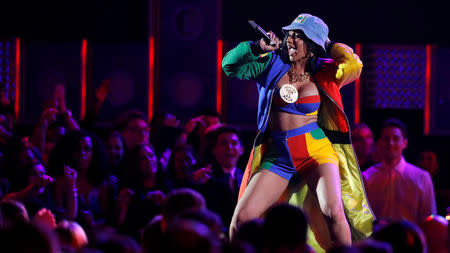 Cardi B performs "Finesse" at the 60th Annual Grammy Awards Show in New York, U.S., January 28, 2018. REUTERS/Lucas Jackson