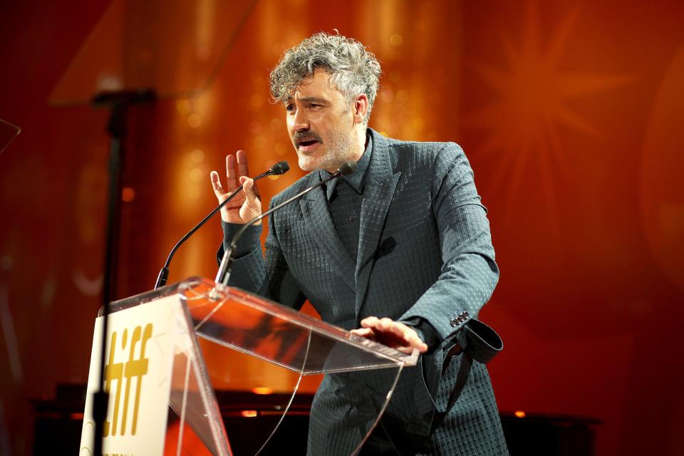 <em>Jojo Rabbit</em> director Taika Waititi is honored with the TIFF Ebert Director award during the Toronto International Film Festival on Monday. 