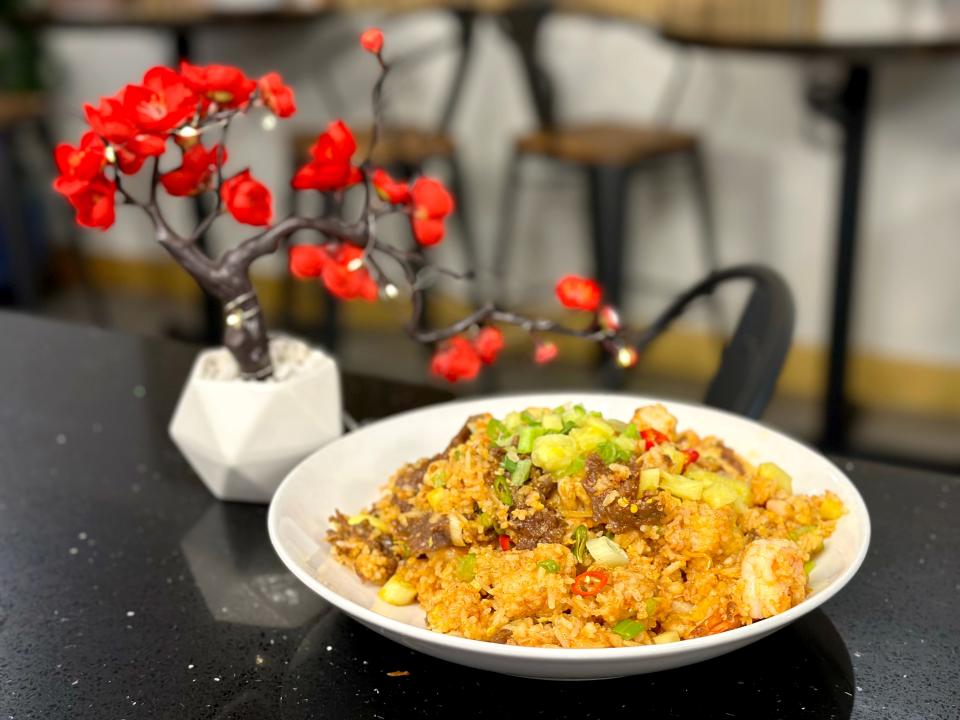 The Thai House Fried Rice features shrimp, beef and chicken with Thai spices and freshly cut pineapple at Taste of Thai Fusion in Salinas.