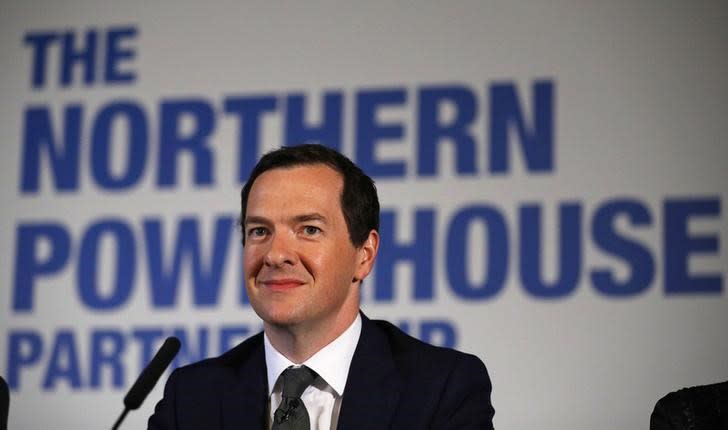 Former chancellor George Osborne smiles during a Northern Powerhouse Partnership think tank meeting at Manchester Town Hall in Manchester, Britain September 16, 2016. REUTERS/Phil Noble