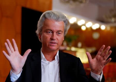 Dutch far-right Party for Freedom leader Geert Wilders answers questions during a Reuters interview in Budapest after Britain voted to leave the EU. REUTERS/Laszlo Balogh