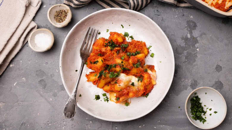 cheesy gnocchi roasted pepper bake