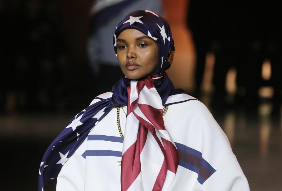 Halima Aden on the catwalk during the Tommy Hilfiger, 2020