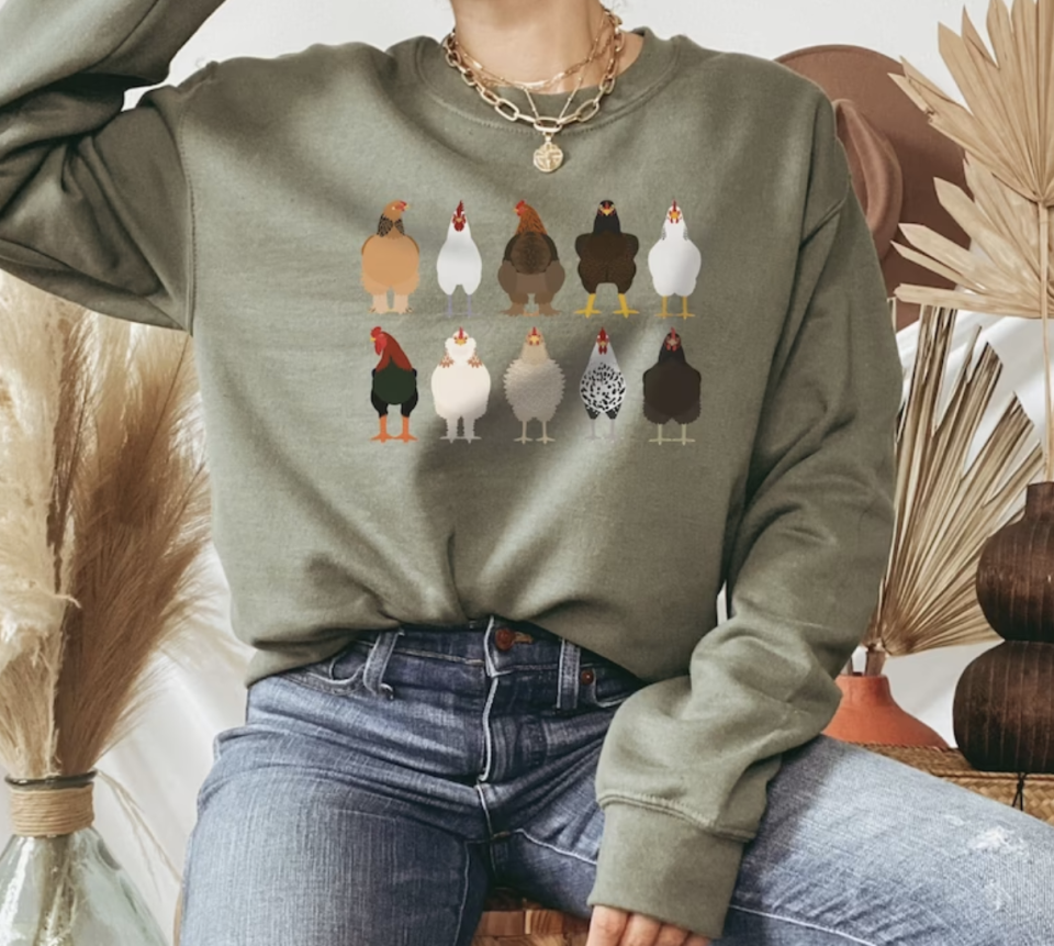 <p><a href="https://go.redirectingat.com?id=74968X1596630&url=https%3A%2F%2Fwww.etsy.com%2Flisting%2F1294316113%2Fchicken-sweatshirt-thanksgiving-hoodie&sref=https%3A%2F%2Fwww.countryliving.com%2Fshopping%2Fgifts%2Fg4767%2Fbirthday-gifts-for-her%2F" rel="nofollow noopener" target="_blank" data-ylk="slk:Shop Now;elm:context_link;itc:0;sec:content-canvas" class="link ">Shop Now</a></p><p>Chicken Sweatshirt </p><p>etsy.com</p><p>$15.71</p><span class="copyright">LakeHouseDesignArt</span>