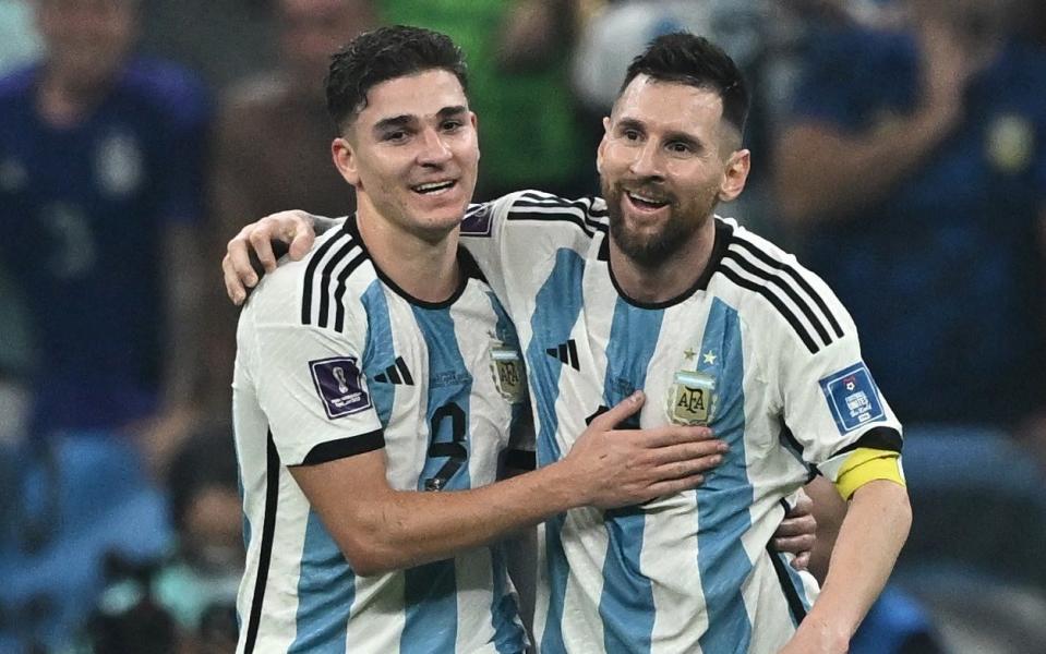 Julián Álvarez and Lionel Messi - World Cup final predictions: Argentina v France – who will win? - Reuters/Dylan Martinez