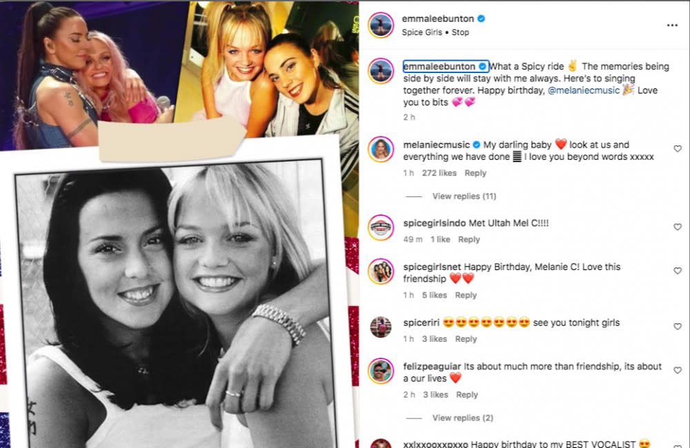 Emma Bunton's message for Mel C credit:Bang Showbiz