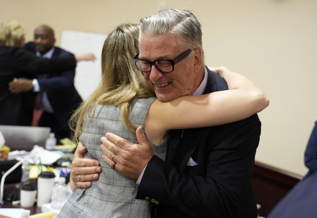 Alec Baldwin celebrated after the ruling in the shooting death of Halyna Hutchins.