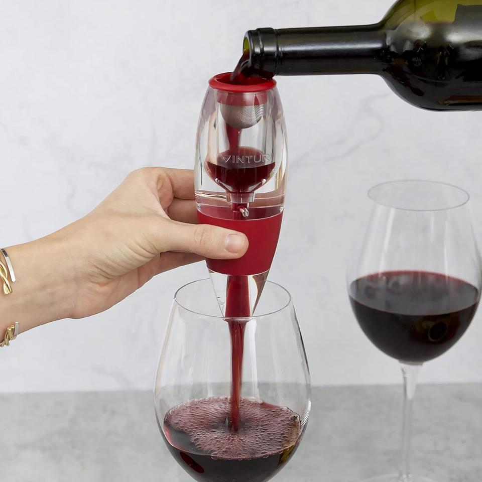 Vinturi Red Wine Aerator Pourer and Decanter Enhances Flavors with Smoother Finish, Includes No-Drip Base, Red (Photo: Amazon)