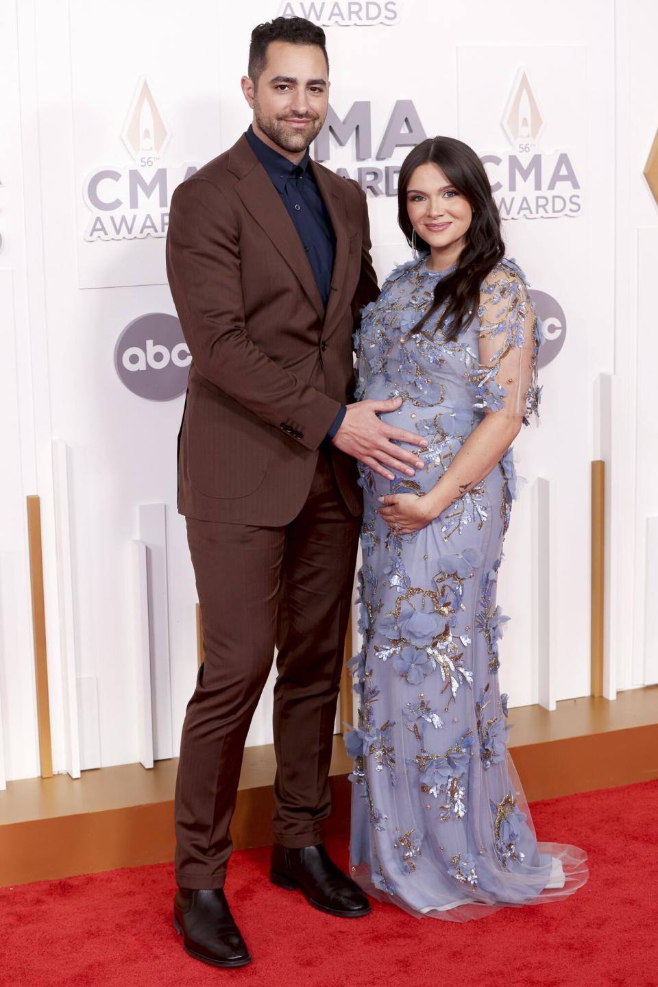 Paul Digiovanni and Katie Stevens attend The 56th Annual CMA Awards at Bridgestone Arena on November 09, 2022 in Nashville, Tennessee