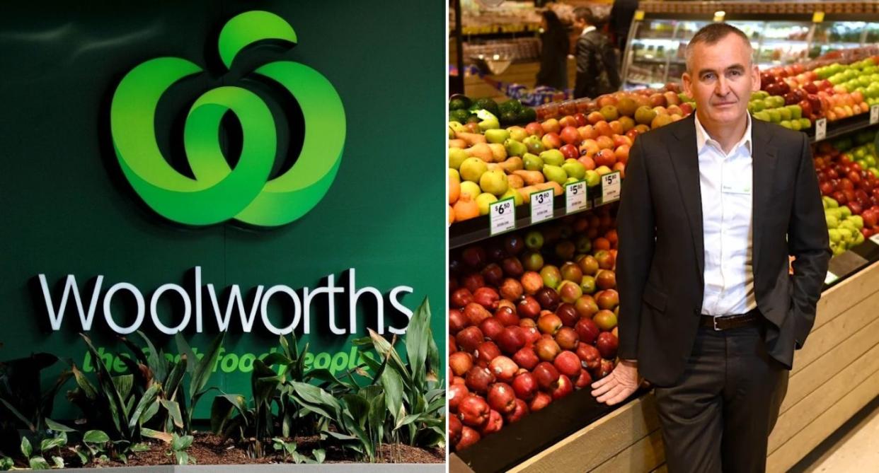 Woolworths Group CEO Brad Banducci in front of fresh produce