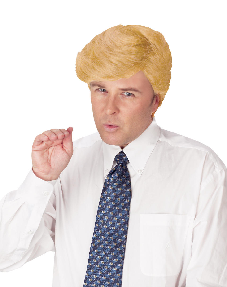 It's sad enough that people believe anything Trump says -- especially when he insists his hair is real. You won't have that option when you wear this <a href="http://www.spirithalloween.com/product/comb-over-candidate-wig/119131.uts?relationType=recentlyViewed&thumbnailIndex=0&Search=Find+It" target="_blank">Trump Comb Over Wig, </a>but you have something better: When the party's over, you can get rid of the wig. When the Republican party collapses, they still won't be able to get rid of Trump. ($16.99, SpiritHalloween.com)