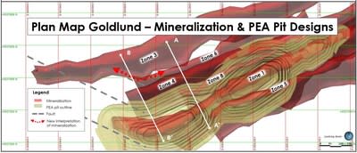 Figure 2:  Plan Map and Cross sections of Goldlund Silver Assay results (CNW Group/Treasury Metals Inc.)