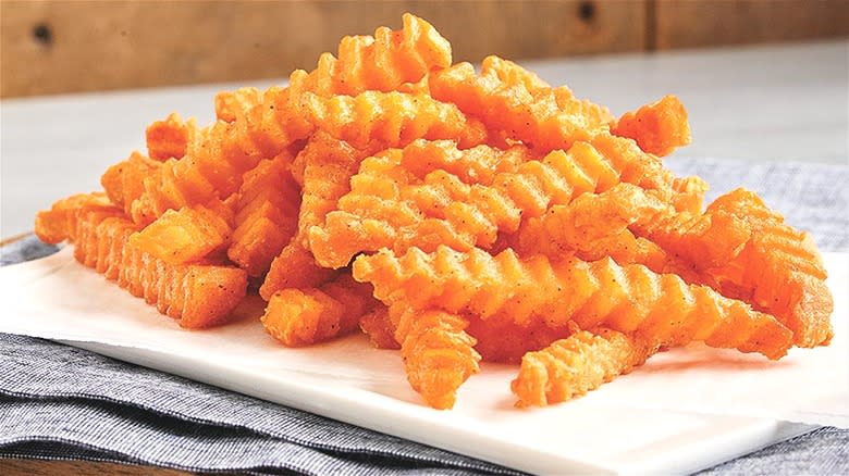 Sweet potato fries on napkin