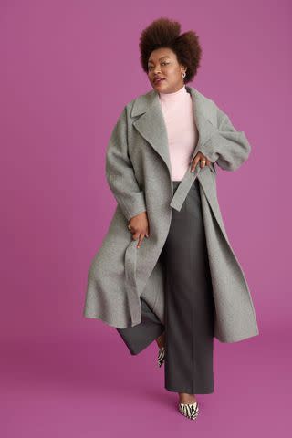 <p>Louisa Wells</p> &amp; Other Stories Jacket, Turtleneck and Trousers, Arch Heels.