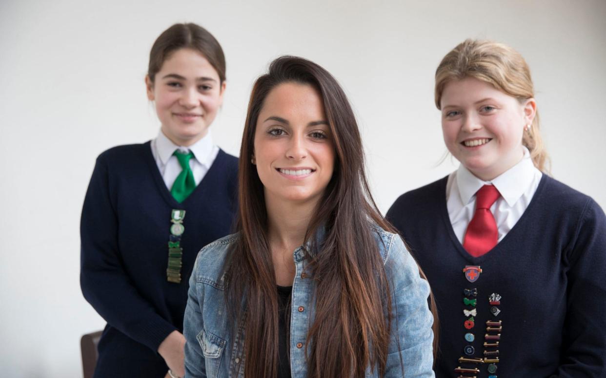 Former Disney and Nickelodeon actress Nicole Crowther was flown in from the US to Heathfield School to tell pupils, including Sophia and Daisy (left and right), about the dangers of social media - Copyright Â©Heathcliff O'Malley , All Rights Reserved, not to be published in any format without p