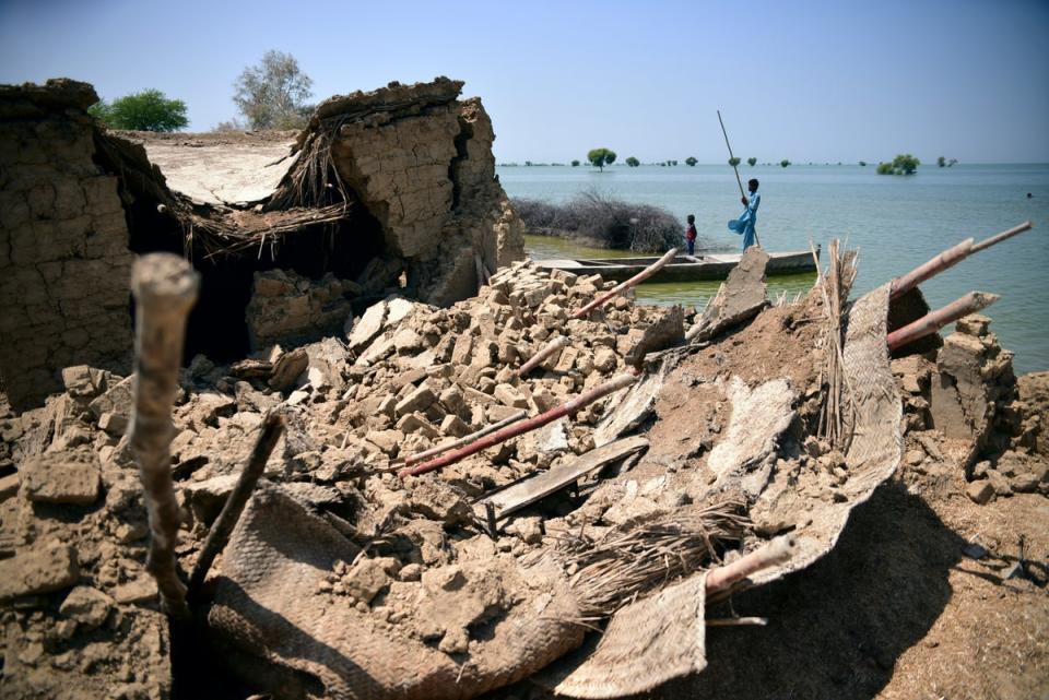 A damaged home in Sindh province, Pakistan (Pervez Masih/AP) (AP)