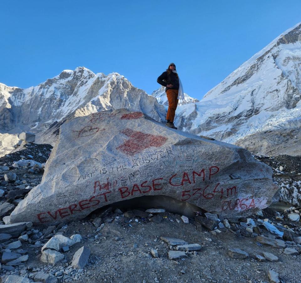 Sarah Beatrice of Ellwood City at Mount Everest base camp.