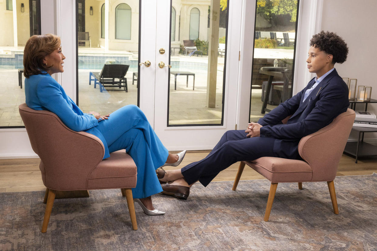 ABC's Robin Roberts interviews Brittney Griner. (Michael Le Brecht II / ABC News via AP)