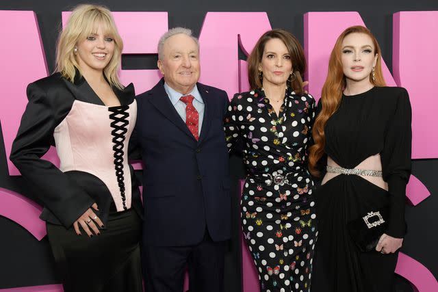 <p>Kristina Bumphrey/Variety via Getty</p> Reneé Rapp, Lindsay Lohan, Lorne Michaels, Tina Fey and Lindsay on January 8, 2024 in New York City.