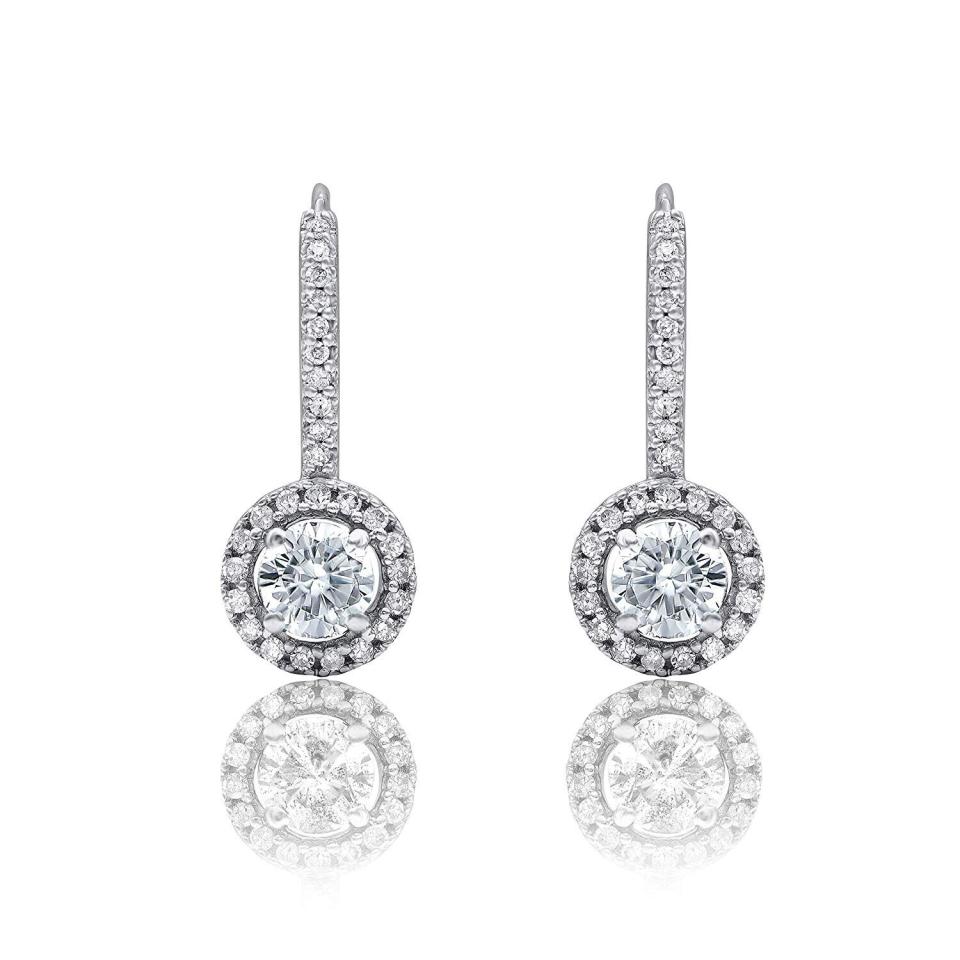 TJD 1/2 Carat Natural Diamond Earrings 10K White Gold  (Photo: Amazon)