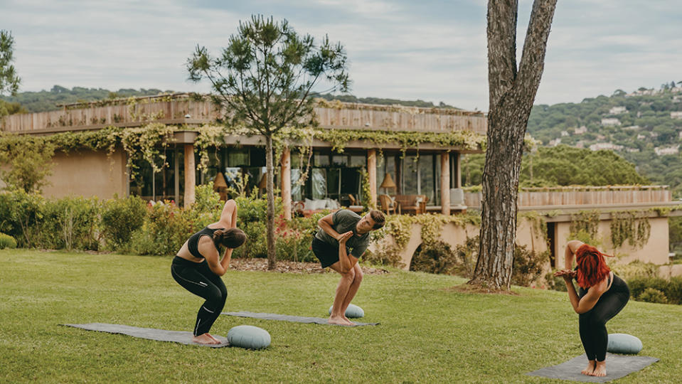 A coaching session on the lawn.