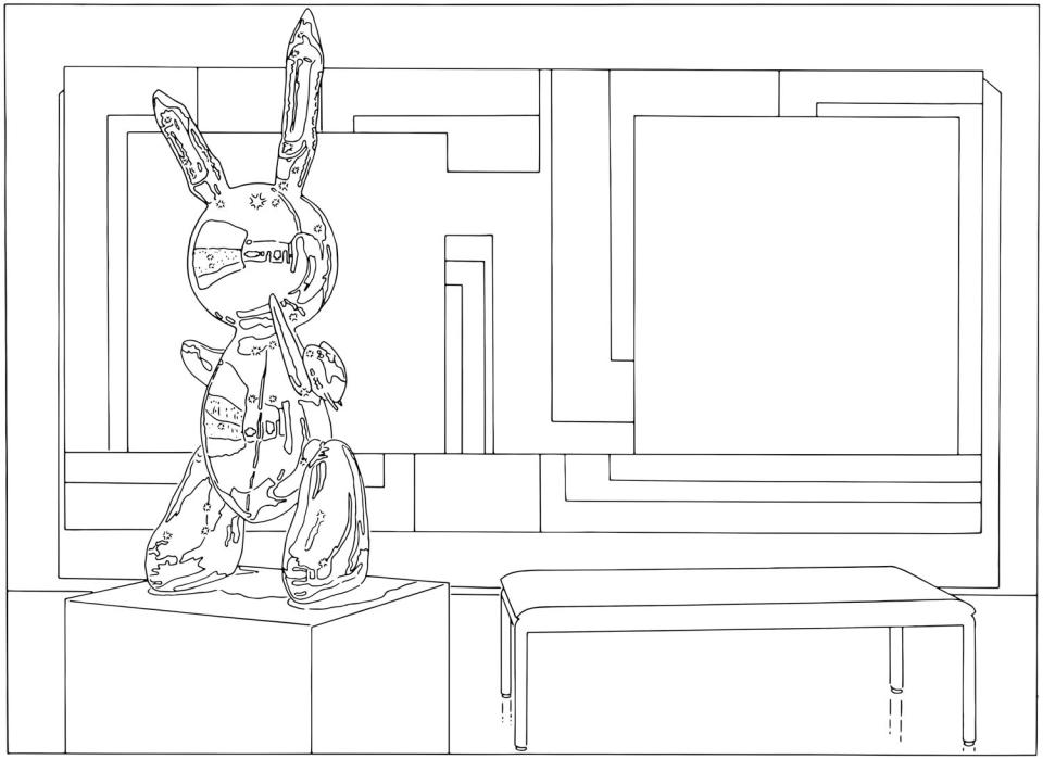One of Louise Lawler's tracings, featuring a Bunny by Jeff Koons.