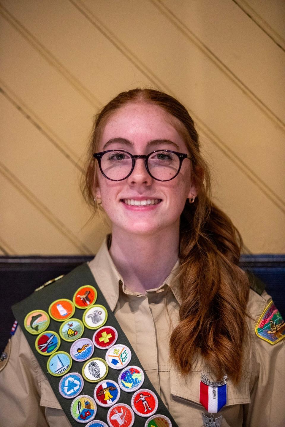 : Edi Fisher after the presentation of her Eagle Scout Badge at the Eagle Scout Court of Honor ceremony on Jan. 28 at the Bryn Du Mansion’s Carriage House. Edi Fisher is the first female in Granville to earn the Eagle Scout rank.