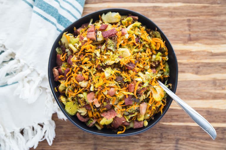 Roasted Ham & Shredded Brussels Sprout Hash