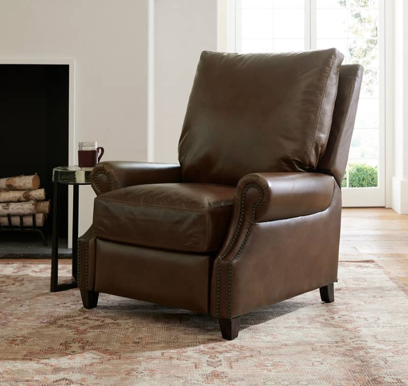 James Roll Arm Leather Recliner