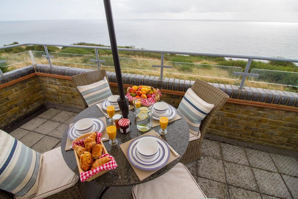 the balcony with views of the English Channel