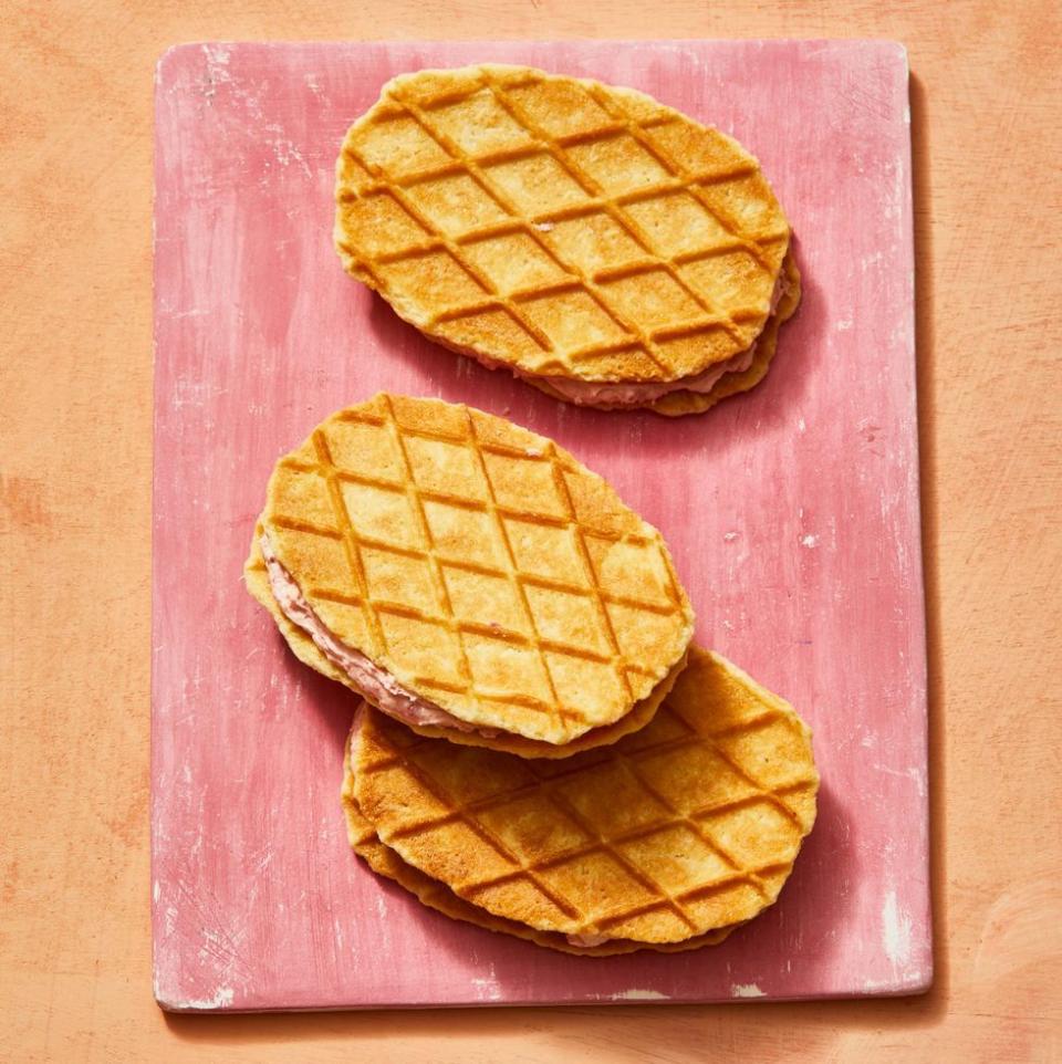 Waffle Cookies with Strawberry Buttercream