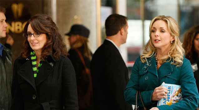 Tina Fey (left) wrote an episode of 30 Rock where actress Jane Krakowski (right) made references to Weinstein's sexual advances. Source: Getty