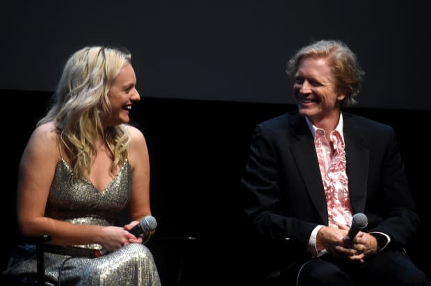 Moss and Eric Stoltz in his pink tuxedo shirt at the New York Film Festival. Photo: Jamie McCarthy/Getty Images