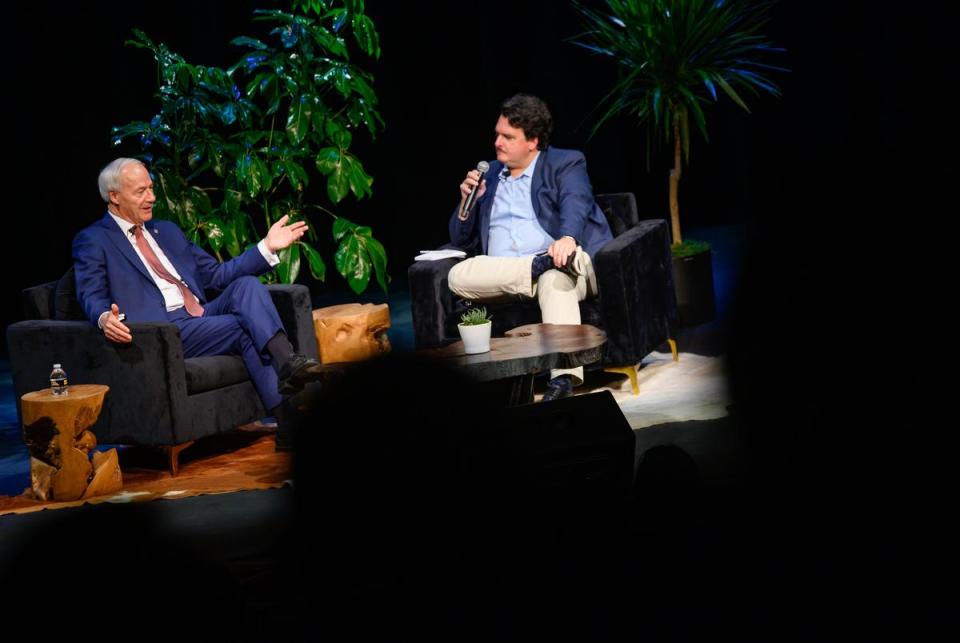 Dave Weigel speaks one on one with Asa Hutchinson, former governor of Arkansas, about his race for the 2023 Republican presidential nomination at The Texas Tribune Festival in Austin, TX on Sept. 22, 2023.