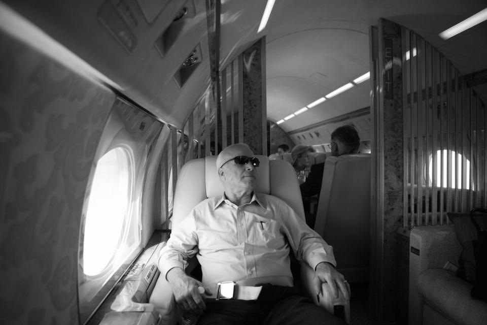 Sen. John McCain on board his private plane during presidential campaign stops in S.C. on April 26, 2007.