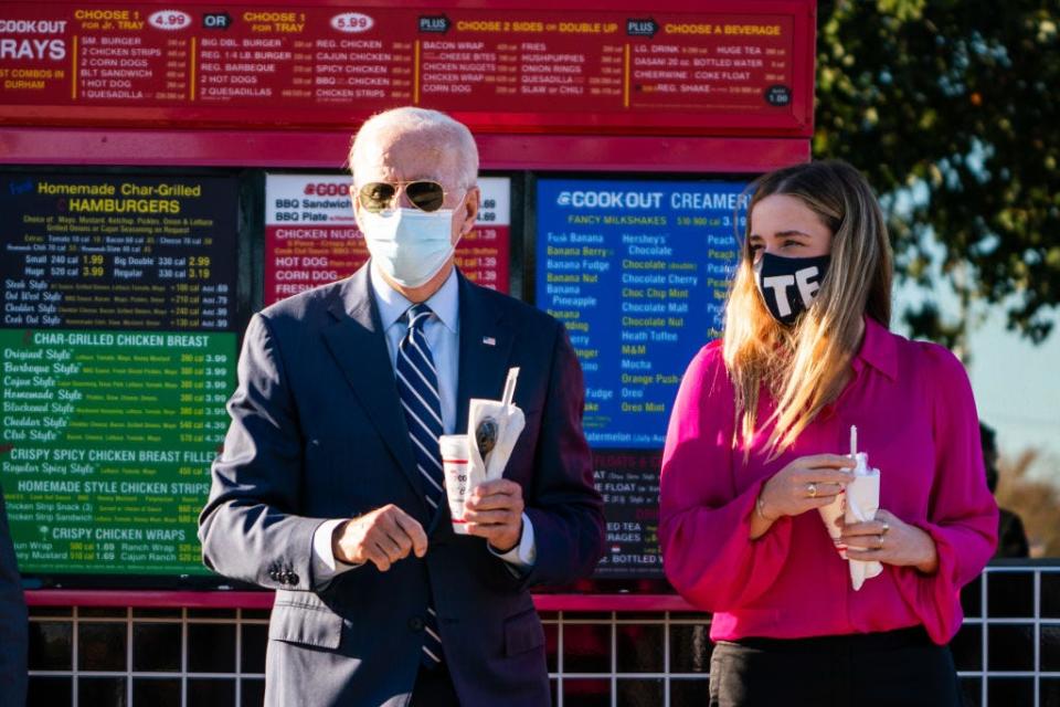 Joe Biden and granddaughter Finnegan Biden stop for milkshakes on the campaign trail