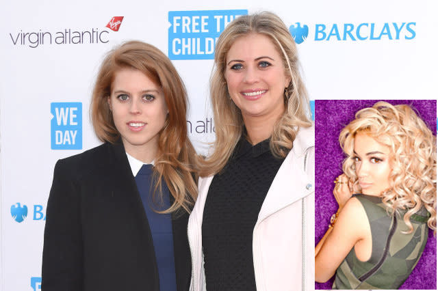 Princess Beatrice and Laura Whitmore with (inset) Rita Ora