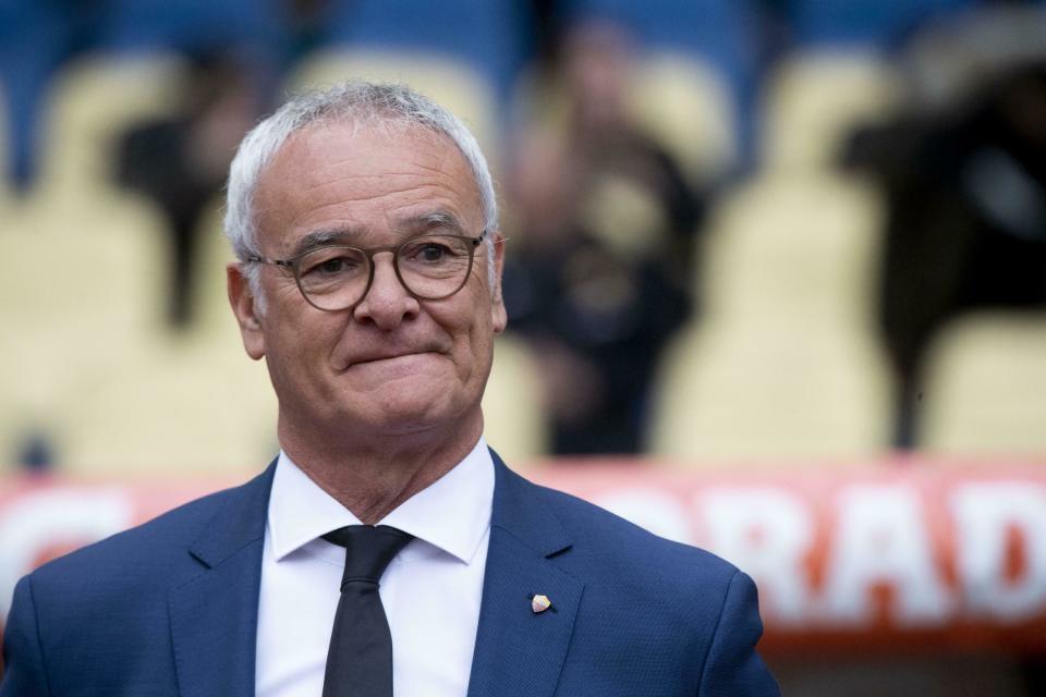 Roma coach Luigi Ranieri follows the Serie a soccer match between Roma and Udinese at the Olympic Stadium in Rome, Saturday, April 13, 2019. (Claudio Peri/ANSA via AP)